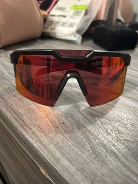 Mirrored Red Shield Sports Sunglasses